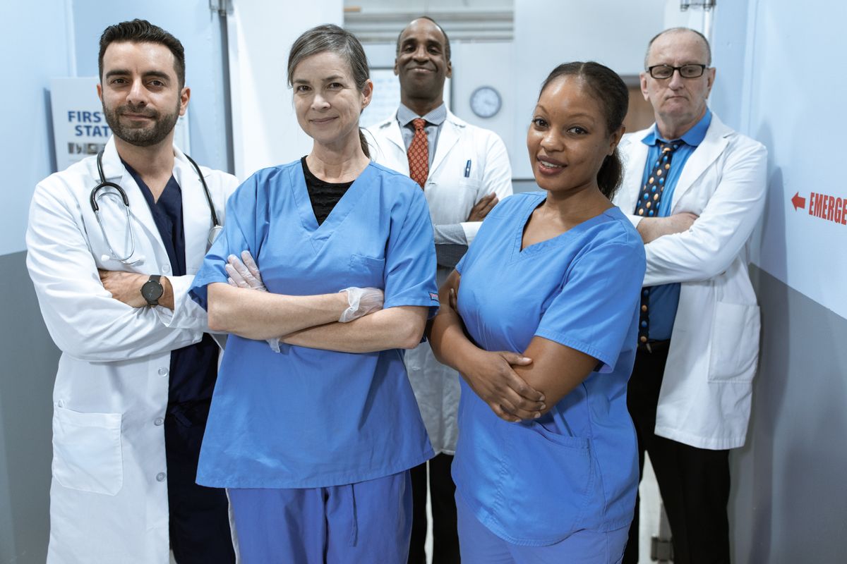 A clinical team standing together